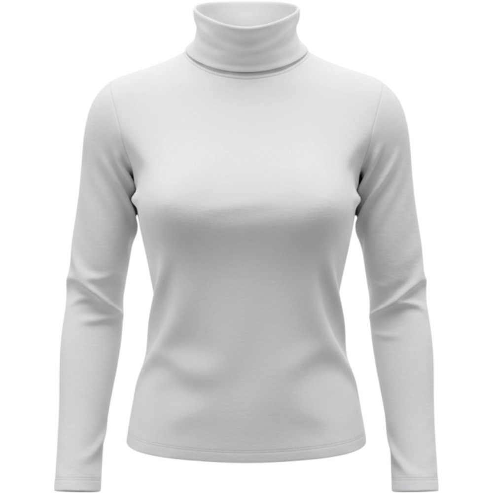 Lands End Turtleneck Large White Fitted Cotton Modal Long Sleeve Minimalist Z509